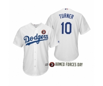 2019 Armed Forces #10 Day Justin Turner Los Angeles Dodgers White Jersey