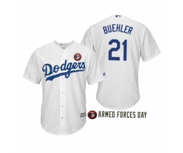 2019 Armed Forces Day #21 Walker Buehler Los Angeles Dodgers White Jersey