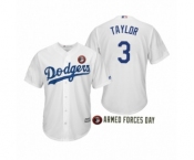 2019 Armed Forces Day #3 Chris Taylor Los Angeles Dodgers White Jersey