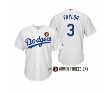 2019 Armed Forces Day #3 Chris Taylor Los Angeles Dodgers White Jersey