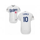 Los Angeles Dodgers #10 Justin Turner Authentic White Home 2017 World Series Bound Flex Base MLB Jersey