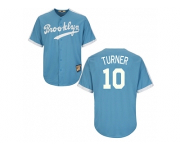 Los Angeles Dodgers #10 Justin Turner Light Blue Cooperstown Throwback Stitched Baseball Jersey