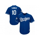 Los Angeles Dodgers #10 Justin Turner Replica Royal Blue Alternate 2017 World Series Bound Cool Base MLB Jersey