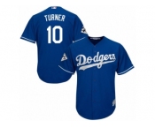 Los Angeles Dodgers #10 Justin Turner Replica Royal Blue Alternate 2017 World Series Bound Cool Base MLB Jersey