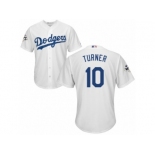 Los Angeles Dodgers #10 Justin Turner Replica White Home 2017 World Series Bound Cool Base MLB Jersey