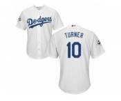 Los Angeles Dodgers #10 Justin Turner Replica White Home 2017 World Series Bound Cool Base MLB Jersey