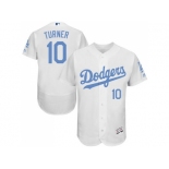 Los Angeles Dodgers #10 Justin Turner White Flexbase Authentic Collection 2016 Father's Day Stitched Baseball Jersey