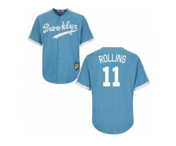 Los Angeles Dodgers #11 Jimmy Rollins Light Blue Cooperstown Throwback Stitched Baseball Jersey