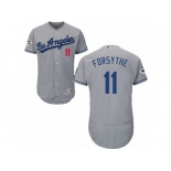 Los Angeles Dodgers #11 Logan Forsythe Authentic Grey Road 2017 World Series Bound Flex Base MLB Jersey