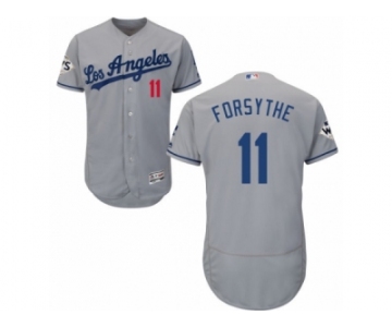 Los Angeles Dodgers #11 Logan Forsythe Authentic Grey Road 2017 World Series Bound Flex Base MLB Jersey