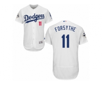 Los Angeles Dodgers #11 Logan Forsythe Authentic White Home 2017 World Series Bound Flex Base MLB Jersey