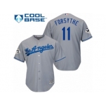 Los Angeles Dodgers #11 Logan Forsythe Replica Grey Road 2017 World Series Bound Cool Base MLB Jersey