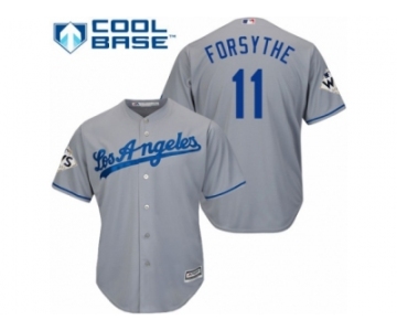 Los Angeles Dodgers #11 Logan Forsythe Replica Grey Road 2017 World Series Bound Cool Base MLB Jersey