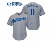 Los Angeles Dodgers #11 Logan Forsythe Replica Grey Road Cool Base MLB Jersey