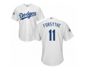 Los Angeles Dodgers #11 Logan Forsythe Replica White Home 2017 World Series Bound Cool Base MLB Jersey