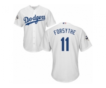 Los Angeles Dodgers #11 Logan Forsythe Replica White Home 2017 World Series Bound Cool Base MLB Jersey