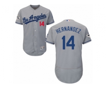 Los Angeles Dodgers #14 Enrique Hernandez Authentic Grey Road 2017 World Series Bound Flex Base MLB Jersey