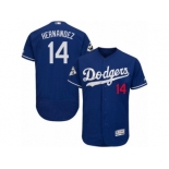 Los Angeles Dodgers #14 Enrique Hernandez Authentic Royal Blue Alternate 2017 World Series Bound Flex Base MLB Jersey