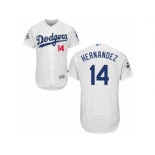 Los Angeles Dodgers #14 Enrique Hernandez Authentic White Home 2017 World Series Bound Flex Base MLB Jersey