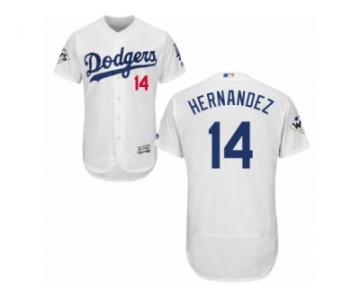 Los Angeles Dodgers #14 Enrique Hernandez Authentic White Home 2017 World Series Bound Flex Base MLB Jersey