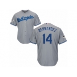 Los Angeles Dodgers #14 Enrique Hernandez Replica Grey Road 2017 World Series Bound Cool Base MLB Jersey