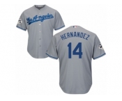 Los Angeles Dodgers #14 Enrique Hernandez Replica Grey Road 2017 World Series Bound Cool Base MLB Jersey