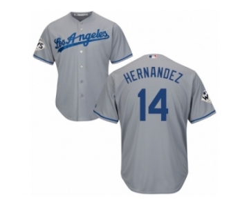 Los Angeles Dodgers #14 Enrique Hernandez Replica Grey Road 2017 World Series Bound Cool Base MLB Jersey