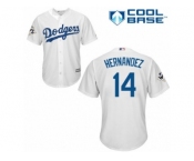 Los Angeles Dodgers #14 Enrique Hernandez Replica White Home 2017 World Series Bound Cool Base MLB Jersey