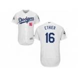 Los Angeles Dodgers #16 Andre Ethier Authentic White Home 2017 World Series Bound Flex Base MLB Jersey