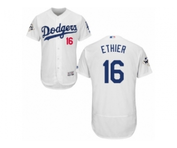 Los Angeles Dodgers #16 Andre Ethier Authentic White Home 2017 World Series Bound Flex Base MLB Jersey