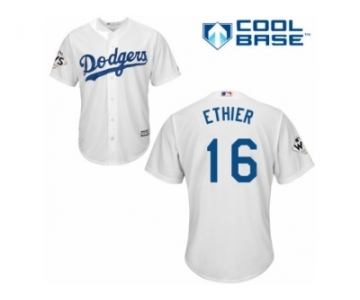 Los Angeles Dodgers #16 Andre Ethier Replica White Home 2017 World Series Bound Cool Base MLB Jersey