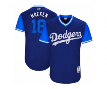 Los Angeles Dodgers #18 Kenta Maeda Maeken Authentic Navy Blue 2017 Players Weekend MLB Jersey