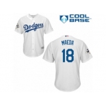 Los Angeles Dodgers #18 Kenta Maeda Replica White Home 2017 World Series Bound Cool Base MLB Jersey