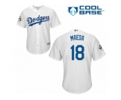 Los Angeles Dodgers #18 Kenta Maeda Replica White Home 2017 World Series Bound Cool Base MLB Jersey