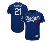 Los Angeles Dodgers #21 Yu Darvish Authentic Royal Blue Alternate 2017 World Series Bound Flex Base MLB Jersey