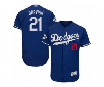 Los Angeles Dodgers #21 Yu Darvish Authentic Royal Blue Alternate 2017 World Series Bound Flex Base MLB Jersey