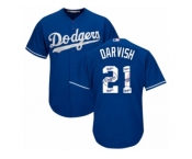 Los Angeles Dodgers #21 Yu Darvish Authentic Royal Blue Team Logo Fashion Cool Base MLB Jersey