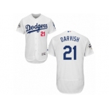 Los Angeles Dodgers #21 Yu Darvish Authentic White Home 2017 World Series Bound Flex Base MLB Jersey