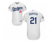 Los Angeles Dodgers #21 Yu Darvish Authentic White Home 2017 World Series Bound Flex Base MLB Jersey