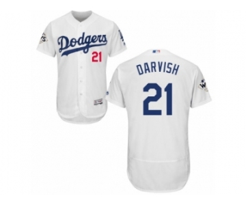 Los Angeles Dodgers #21 Yu Darvish Authentic White Home 2017 World Series Bound Flex Base MLB Jersey