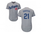 Los Angeles Dodgers #21 Yu Darvish Grey Flexbase Authentic Collection MLB Jersey