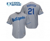 Los Angeles Dodgers #21 Yu Darvish Replica Grey Road 2017 World Series Bound Cool Base MLB Jersey