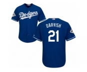 Los Angeles Dodgers #21 Yu Darvish Replica Royal Blue Alternate 2017 World Series Bound Cool Base MLB Jersey