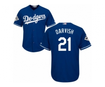 Los Angeles Dodgers #21 Yu Darvish Replica Royal Blue Alternate 2017 World Series Bound Cool Base MLB Jersey