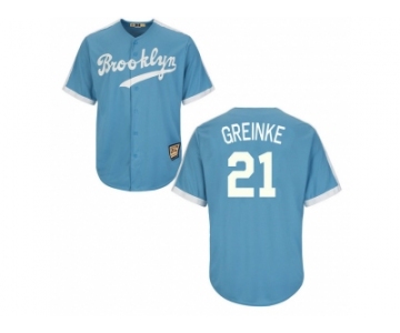 Los Angeles Dodgers #21 Zack Greinke Light Blue Cooperstown Throwback Stitched Baseball Jersey