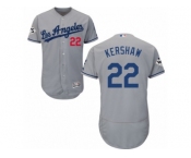 Los Angeles Dodgers #22 Clayton Kershaw Authentic Grey Road 2017 World Series Bound Flex Base MLB Jersey