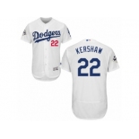 Los Angeles Dodgers #22 Clayton Kershaw Authentic White Home 2017 World Series Bound Flex Base MLB Jersey