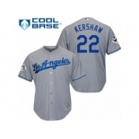 Los Angeles Dodgers #22 Clayton Kershaw Replica Grey Road 2017 World Series Bound Cool Base MLB Jersey