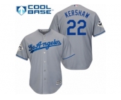 Los Angeles Dodgers #22 Clayton Kershaw Replica Grey Road 2017 World Series Bound Cool Base MLB Jersey