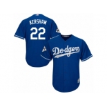 Los Angeles Dodgers #22 Clayton Kershaw Replica Royal Blue Alternate 2017 World Series Bound Cool Base MLB Jersey